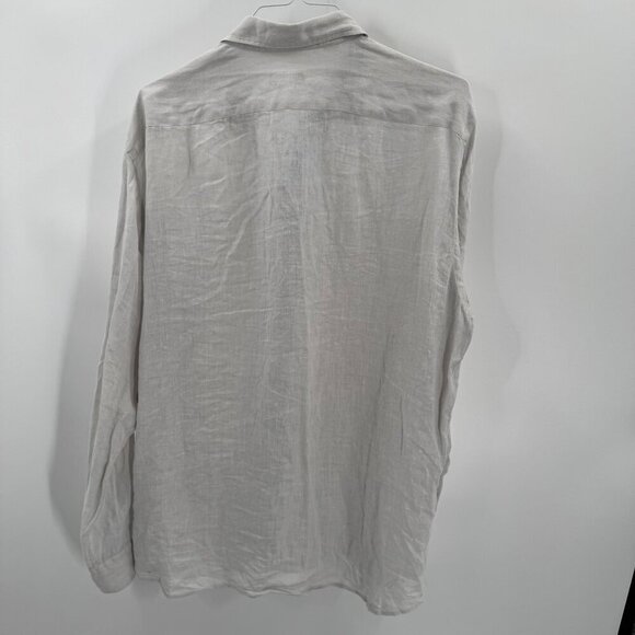 Saks Fifth Avenue New York Two Shirt Lot Mens XL Linen Solid & Plaid Long-Sleeve - Picture 2 of 8